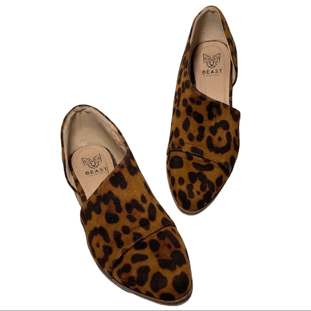 Beast Fashion Flats 7 D’Orsay Leopard Print Faux Suede